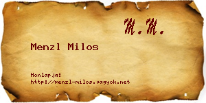 Menzl Milos névjegykártya
